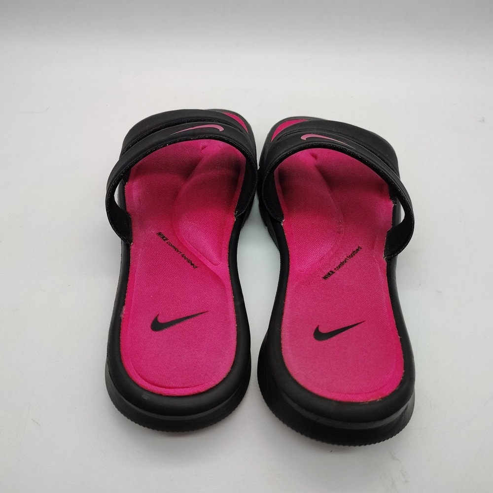 Nike Ultra Comfort Footbed Hot Pink And Black Straps Sandals Size 8 - Picture 2 of 6